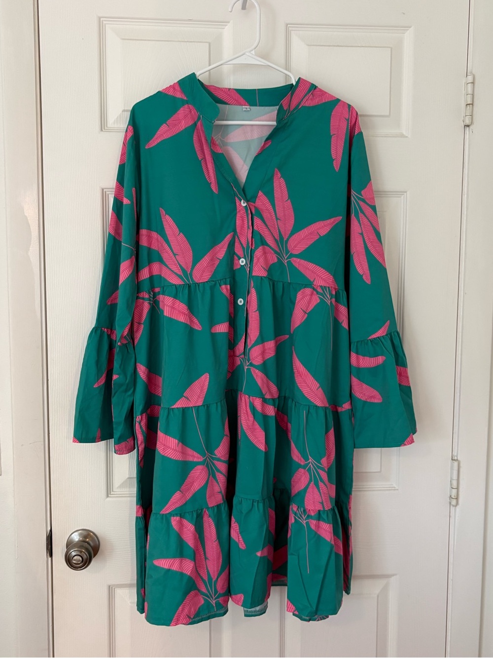 YULUOSHA green and pink tropical dress L